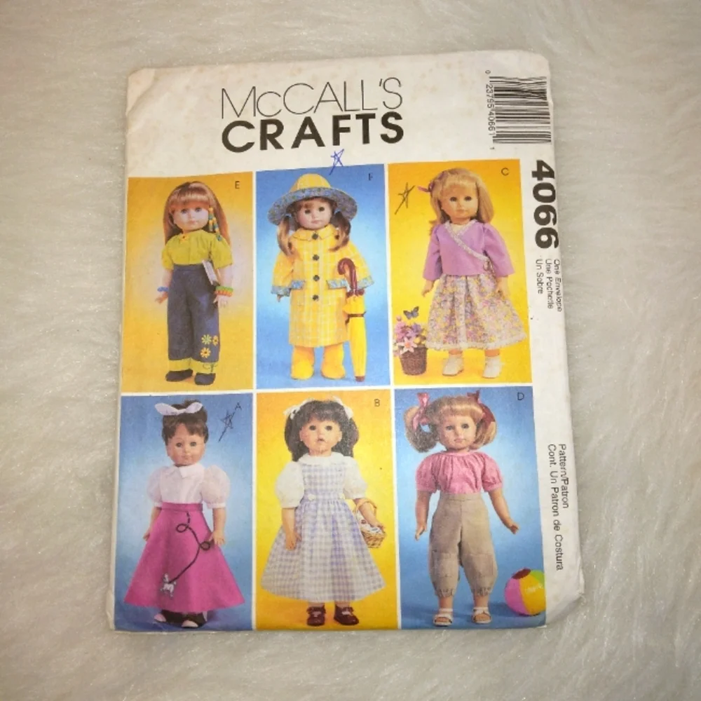 McCall's 4066 Six super cute outfits for American Girl and 18